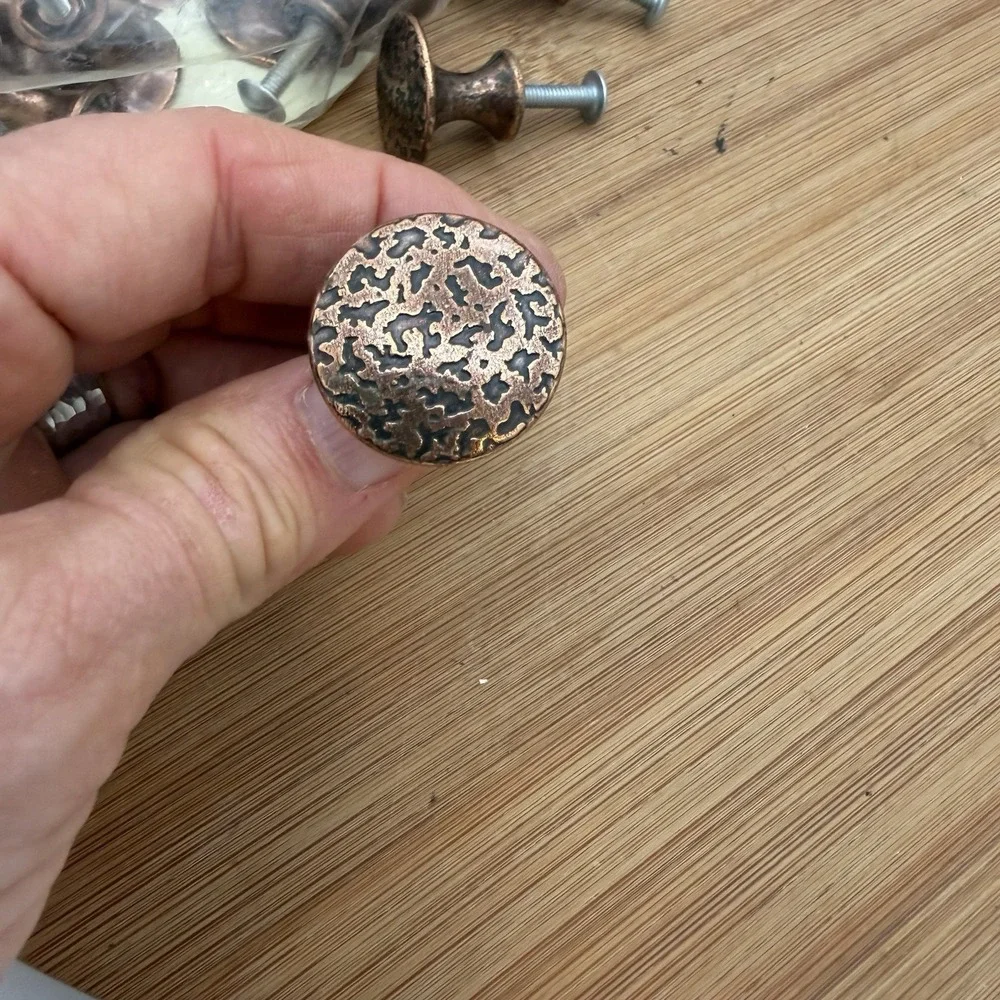 Aged Hammered‎ Copper Cabinet Knob Round Drawer Antique Style Set Of 10 Knobs